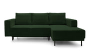 Ecksofa mit Schlaffunktion Rodario Mini, L-förmig, mit Stauraum, dunkelgrüner Cord, rechtsseitig