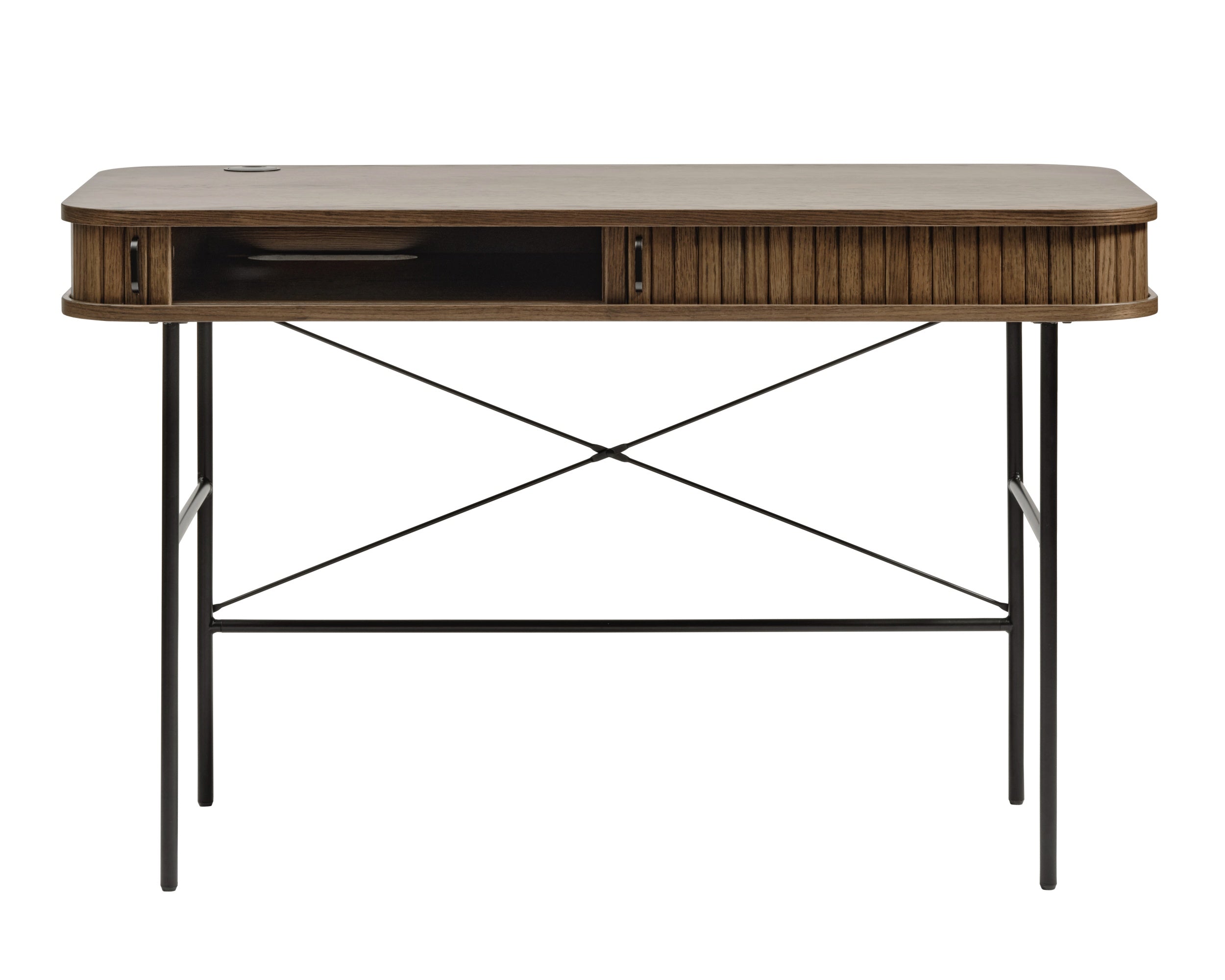 Schreibtisch Gativel 120x60 cm Lamellen in gebranntem Eichenholz