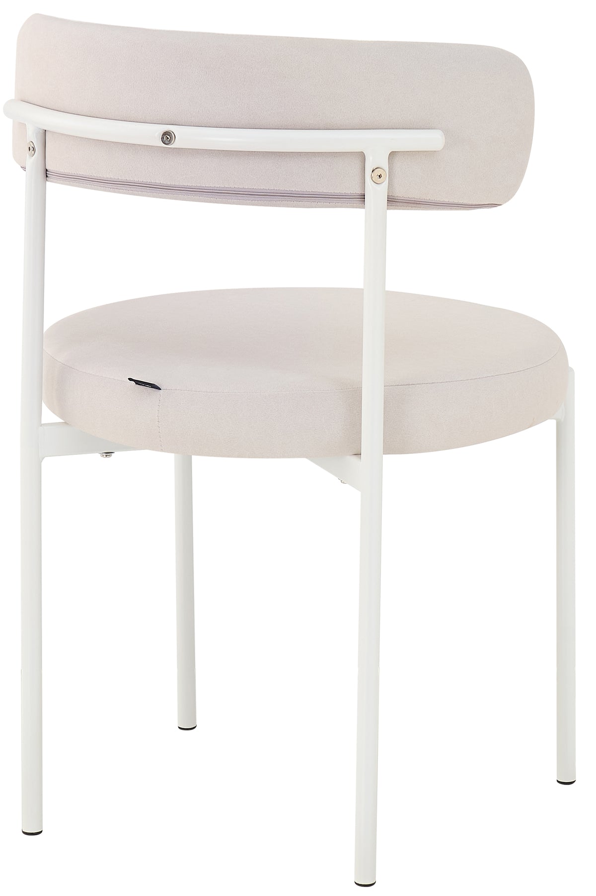 Polsterstuhl Femiss in hellem Beige, pflegeleichter Velours, auf weißen Beinen