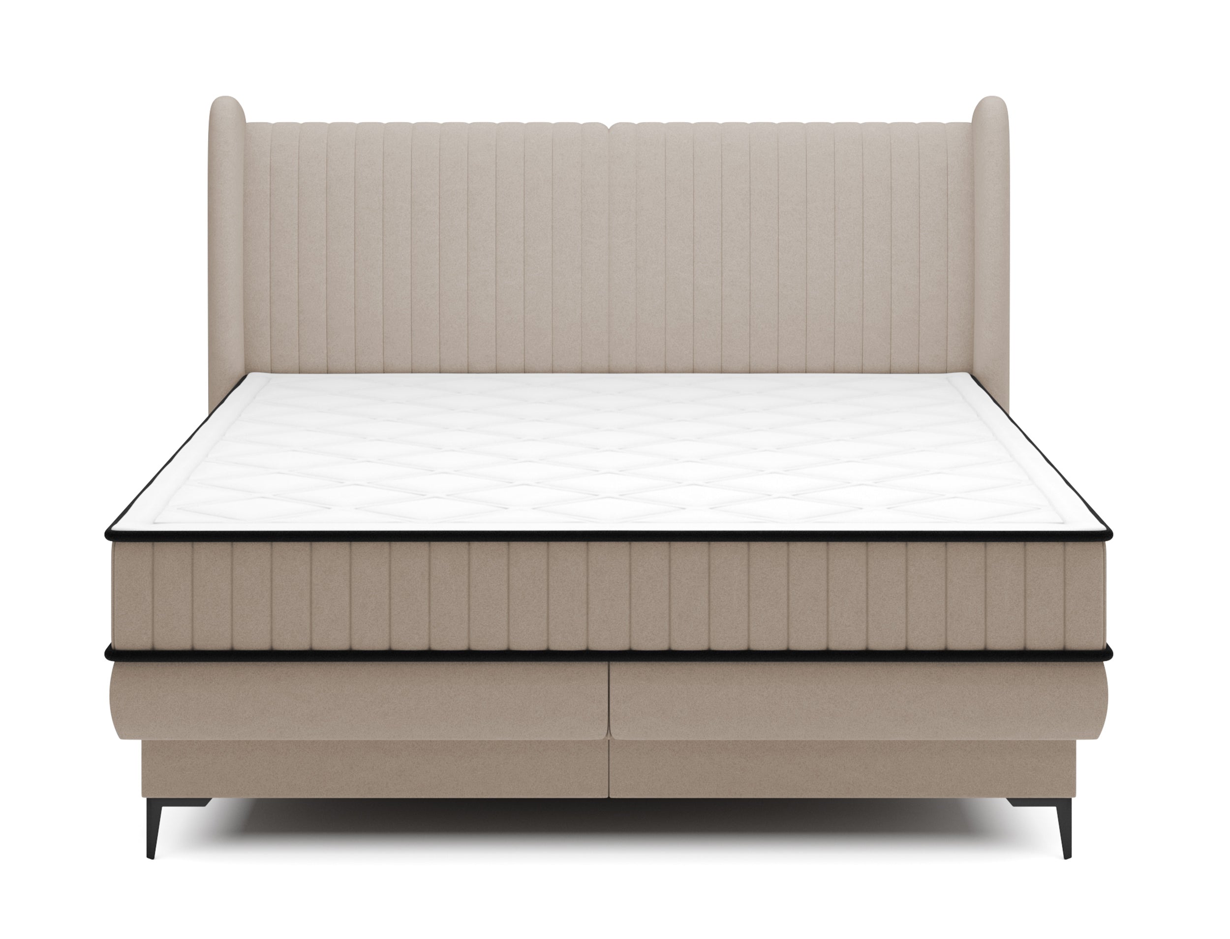 Kontinentalbett 160x200 cm Daliano mit Stauraum, beige Samt