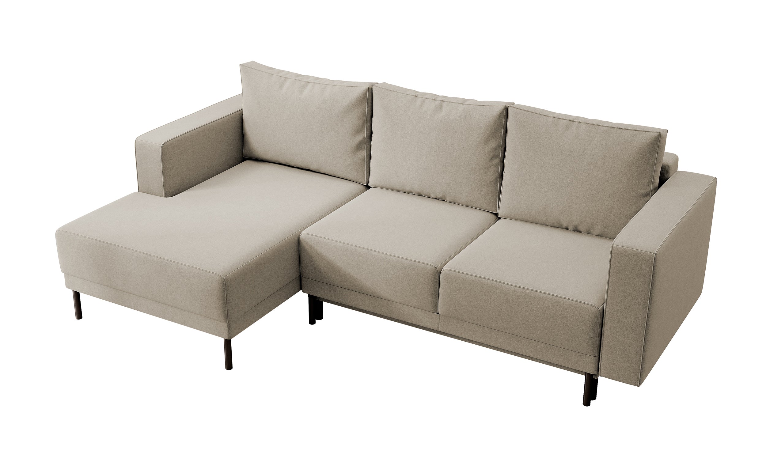 Ecksofa mit Schlaffunktion Rodario Mini, L-förmig, mit Stauraum, beige, samt, leicht zu reinigen, linksseitig