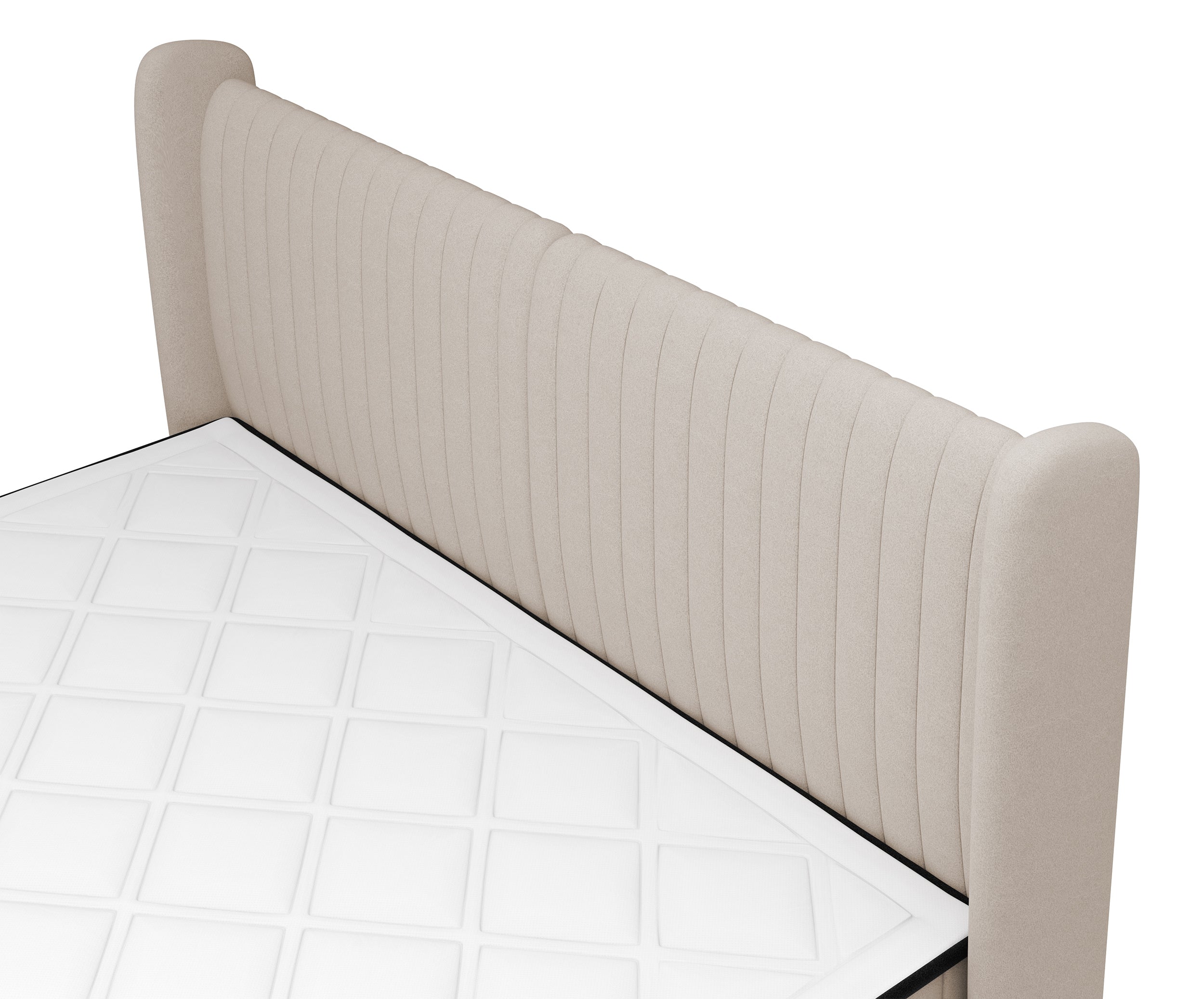 Kontinentalbett 180x200 cm Daliano mit Stauraum, beiger Samt