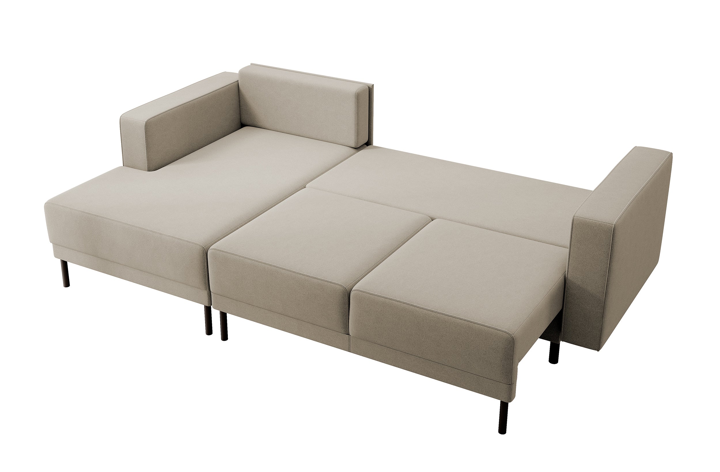 Ecksofa mit Schlaffunktion Rodario Mini, L-förmig, mit Stauraum, beige, samt, leicht zu reinigen, linksseitig