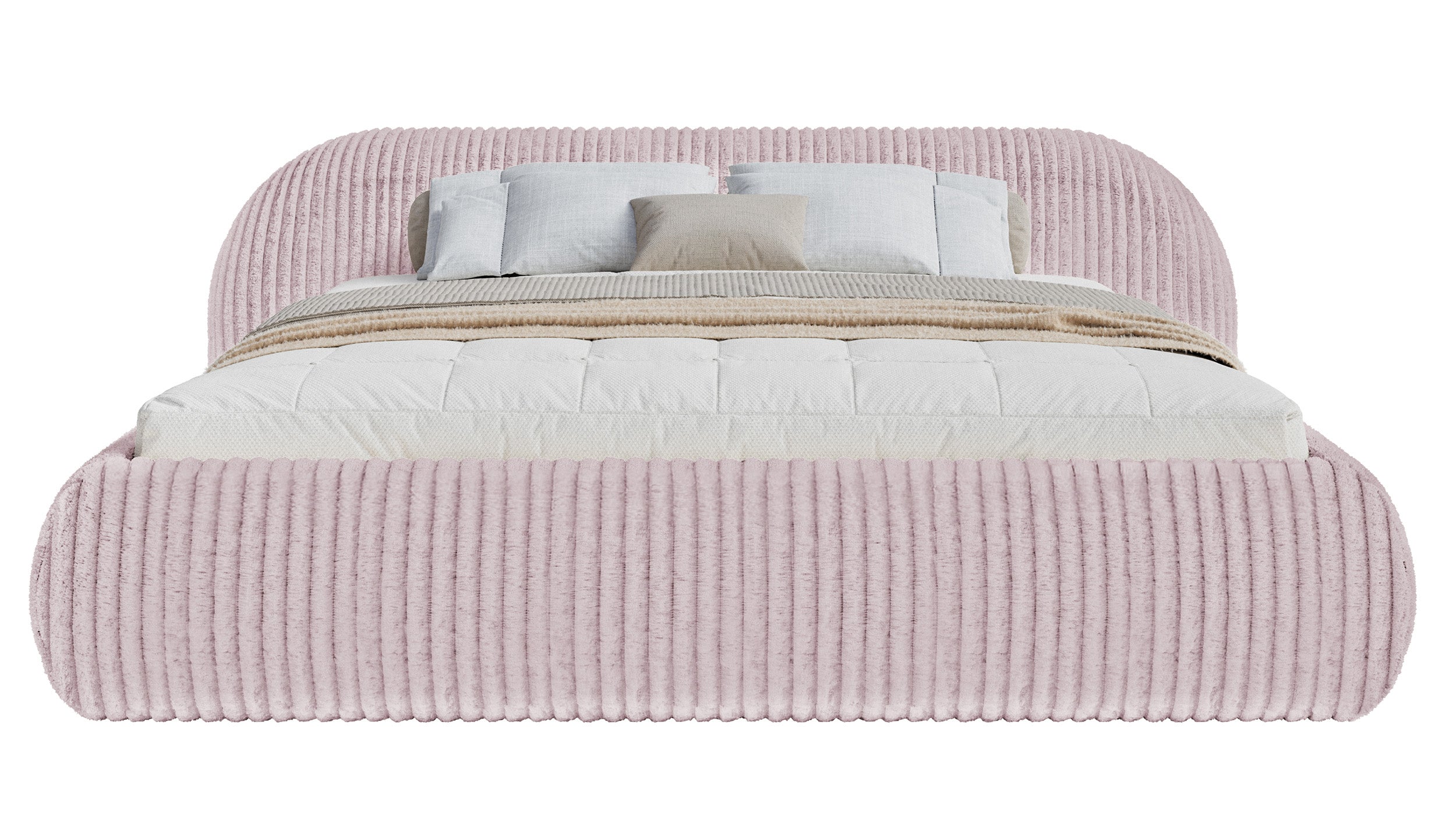 Gepolstertes Bett 160x200 cm Shels Low rosa dicker Cordstoff