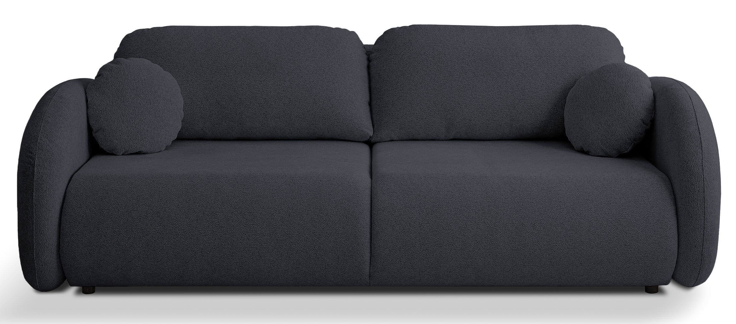 Dreisitziges ausklappbares Sofa Ovally mit Stauraum, dunkelgrauer Chenillestoff