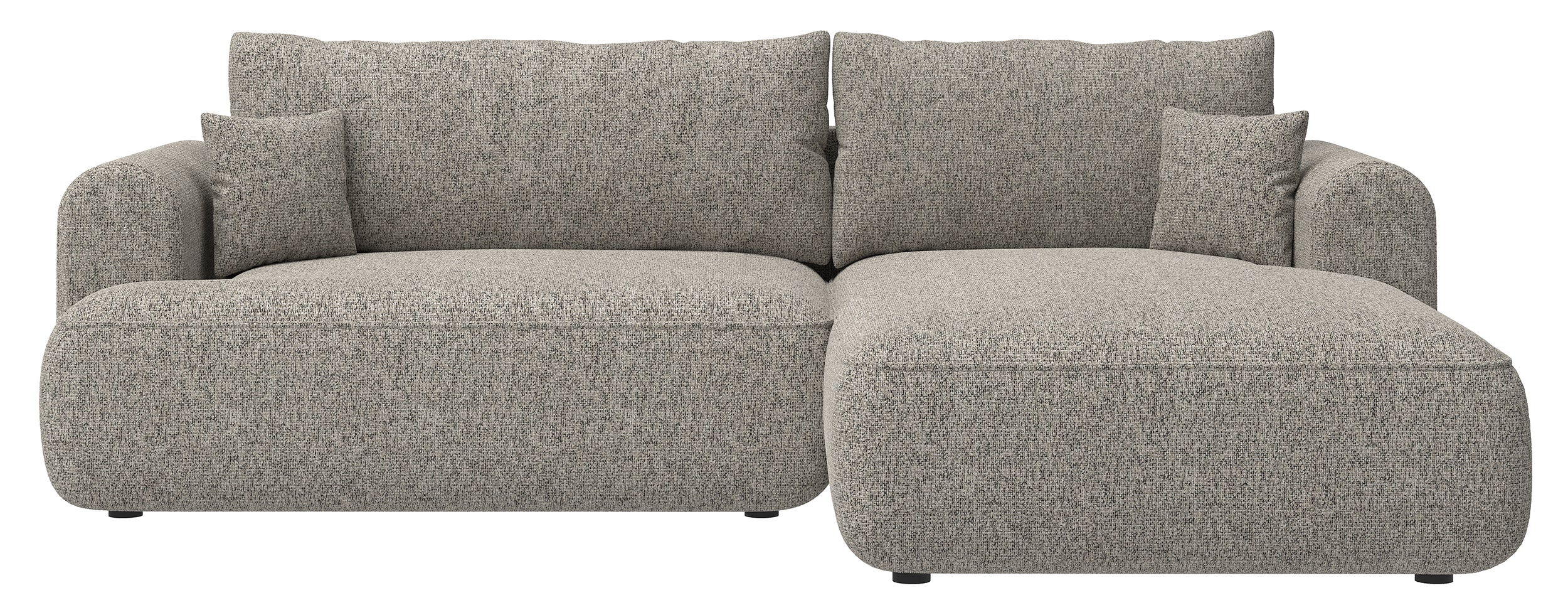 Ecksofa mit Schlaffunktion Ovo, L-förmig, dunkelbeige Geflecht, rechtsseitig