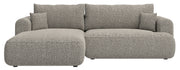 Ecksofa mit Schlaffunktion Ovo, L-förmig, dunkelbeige Flechtoptik, linksseitig