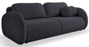 Dreisitziges ausklappbares Sofa Ovally mit Stauraum, dunkelgrauer Chenillestoff