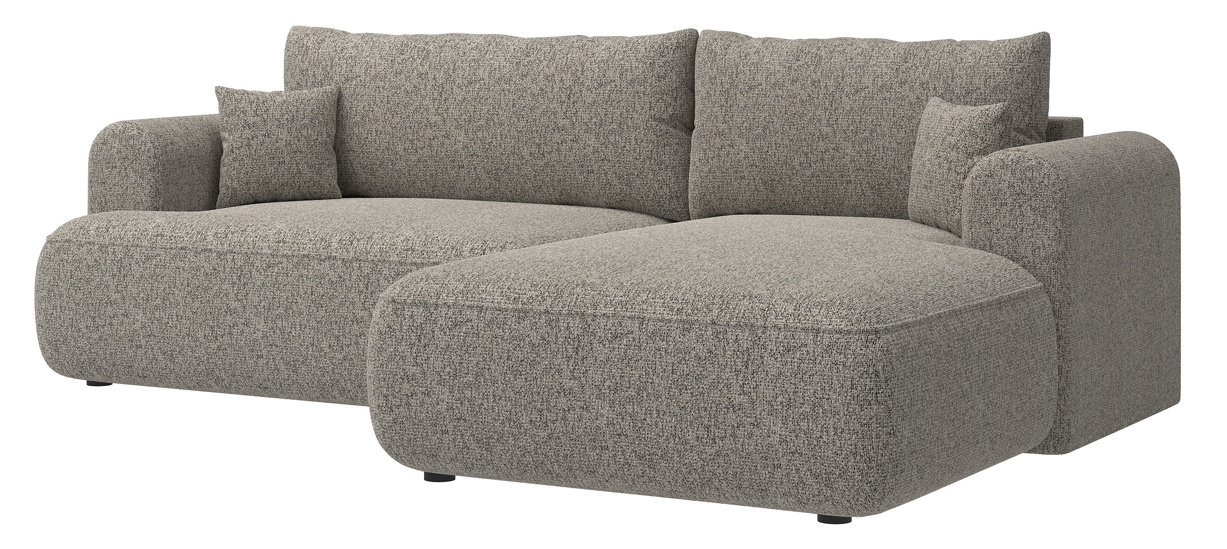 Ecksofa mit Schlaffunktion Ovo, L-förmig, dunkelbeige Geflecht, rechtsseitig