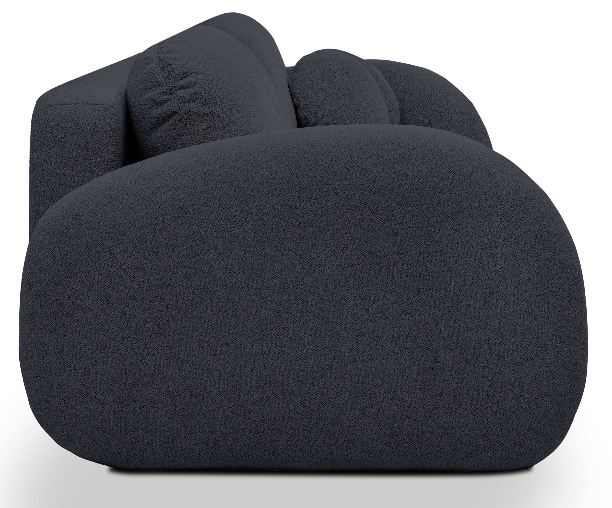 Dreisitziges ausklappbares Sofa Ovally mit Stauraum, dunkelgrauer Chenillestoff