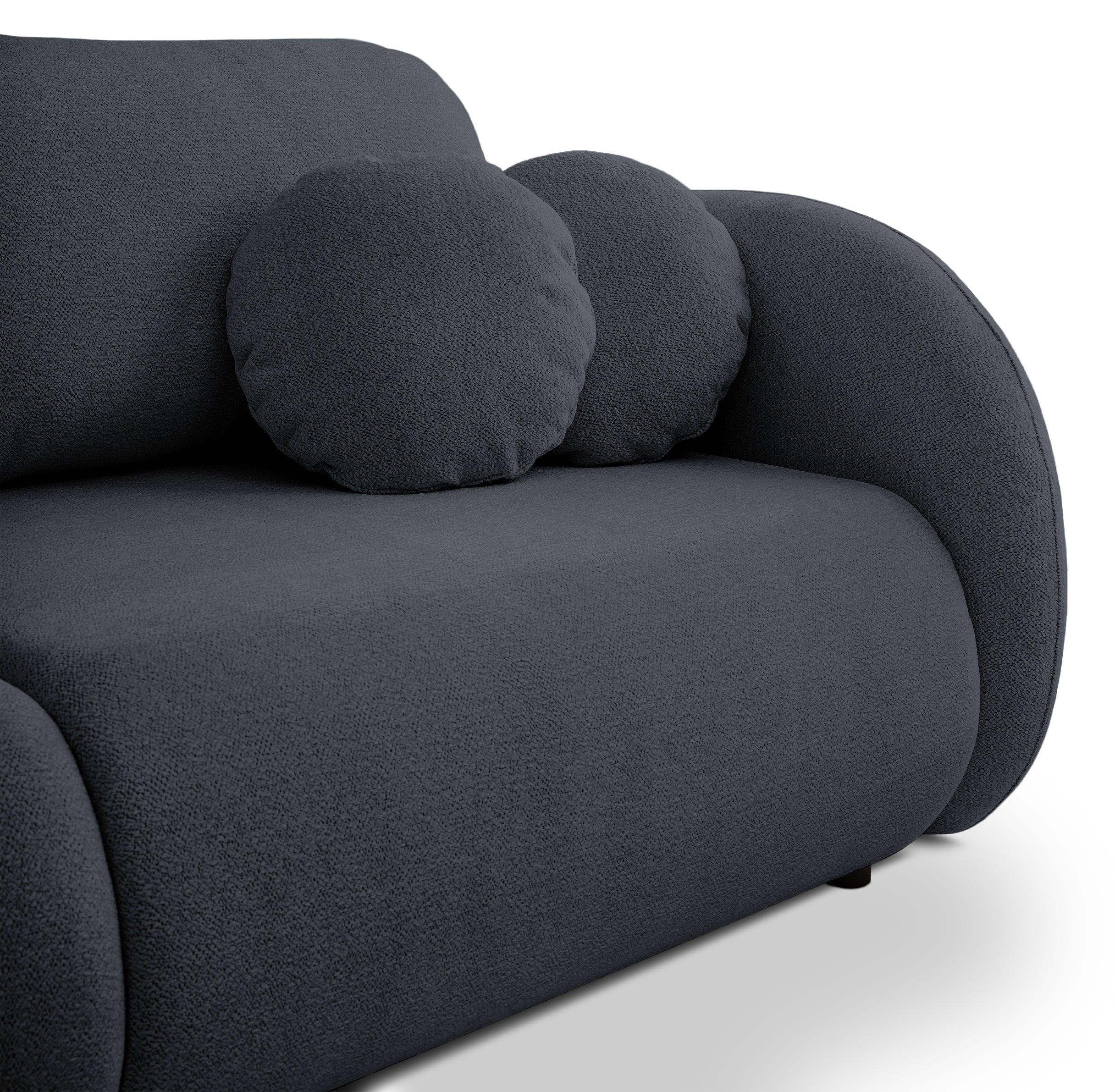 Dreisitziges ausklappbares Sofa Ovally mit Stauraum, dunkelgrauer Chenillestoff