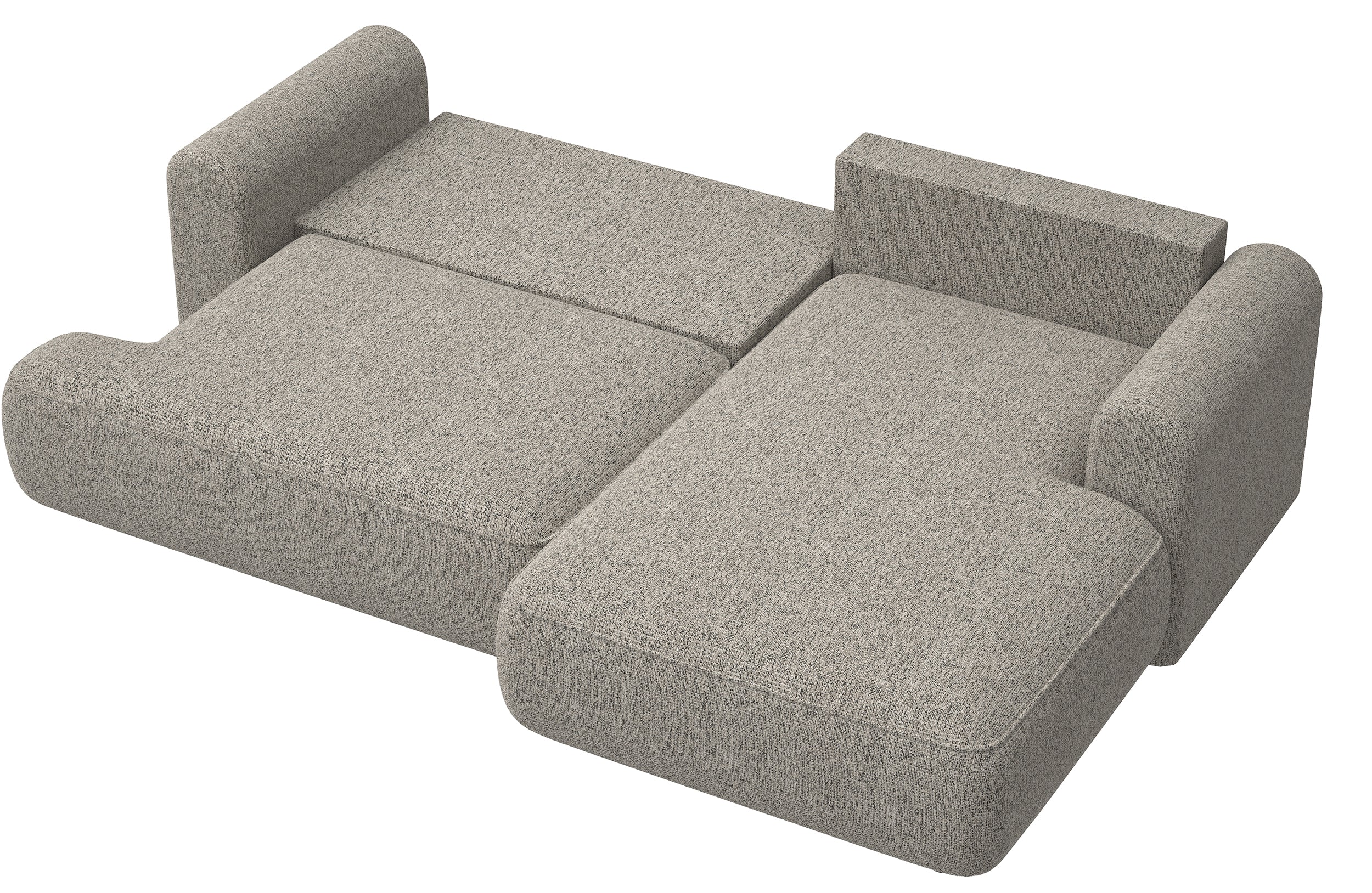 Ecksofa mit Schlaffunktion Ovo, L-förmig, dunkelbeige Geflecht, rechtsseitig