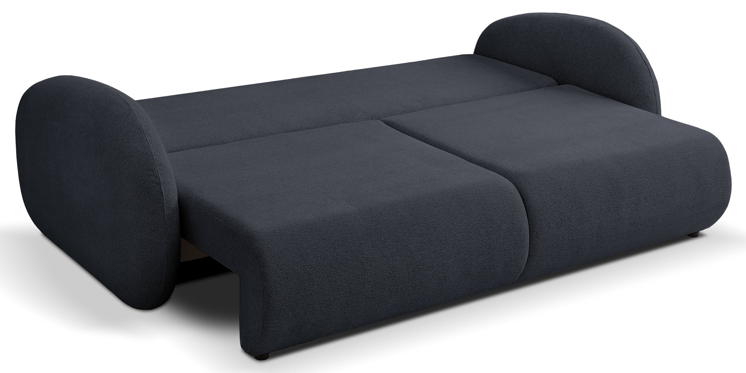 Dreisitziges ausklappbares Sofa Ovally mit Stauraum, dunkelgrauer Chenillestoff