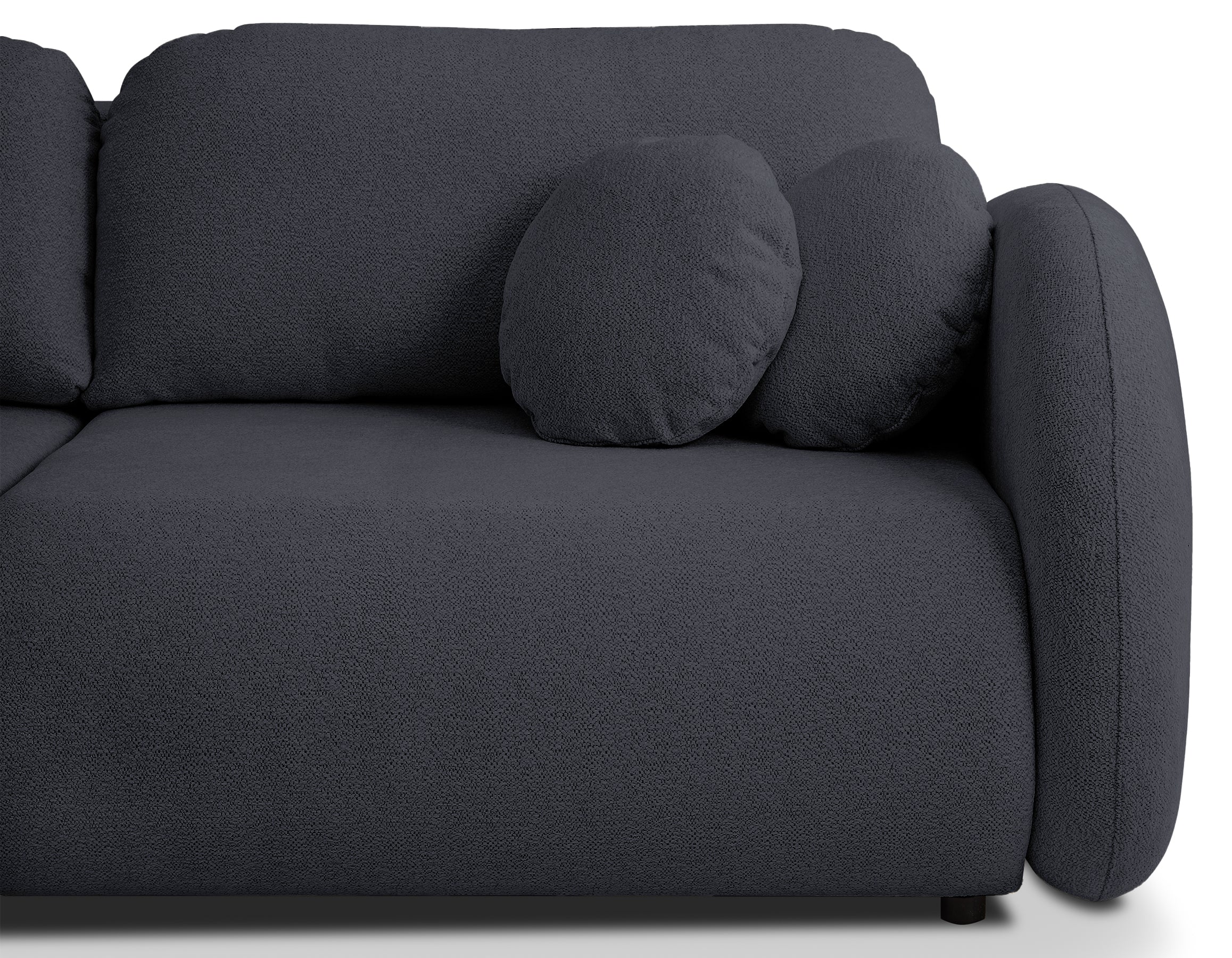 Dreisitziges ausklappbares Sofa Ovally mit Stauraum, dunkelgrauer Chenillestoff