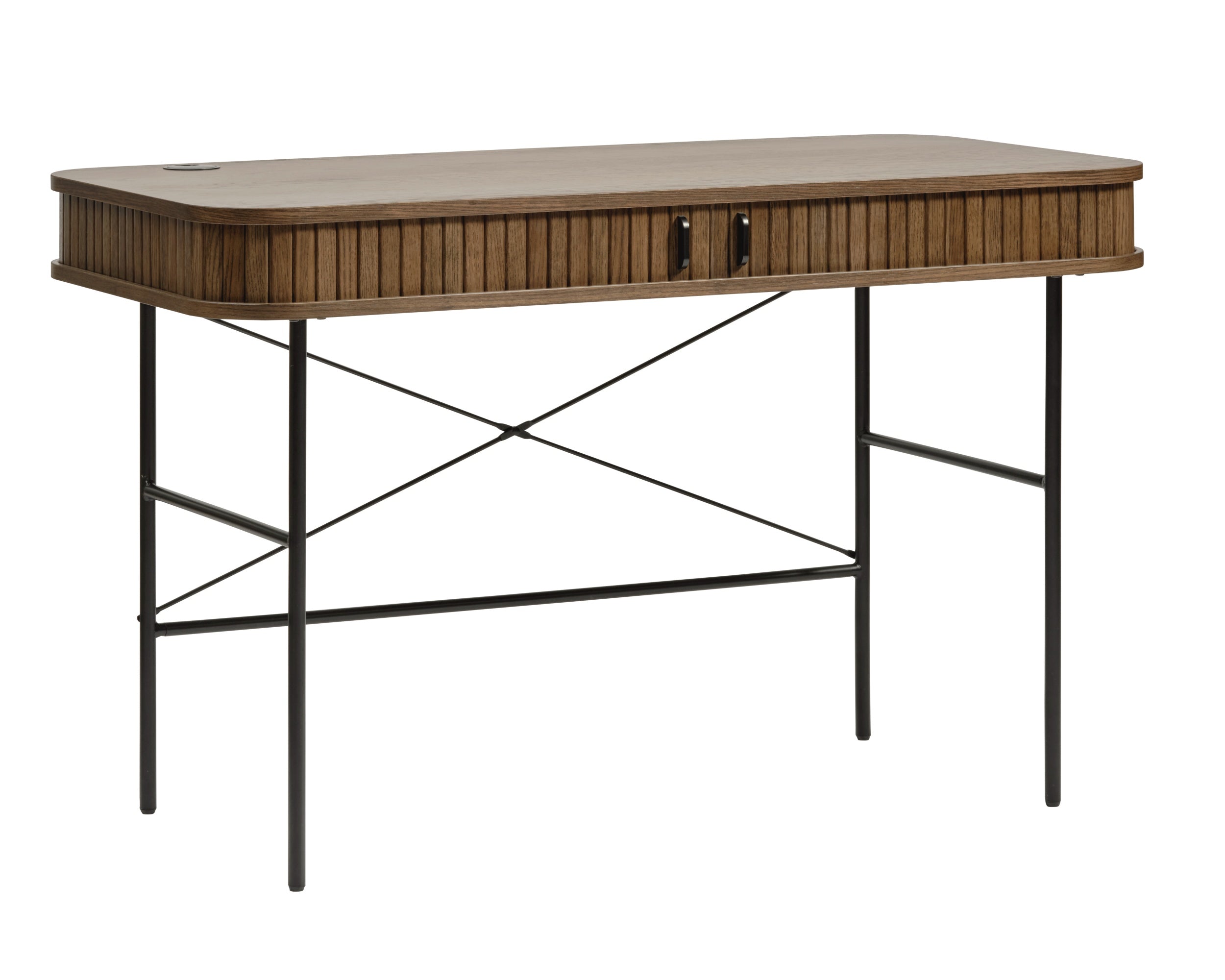 Schreibtisch Gativel 120x60 cm Lamellen in gebranntem Eichenholz