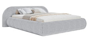 Polsterbett 140x200 cm Shels Low mit Stauraum, Metallrahmen, grauer dicker Cordstoff