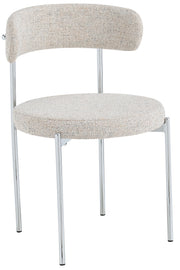 Polsterstuhl Femiss in Creme Bouclé mit verchromten Beinen
