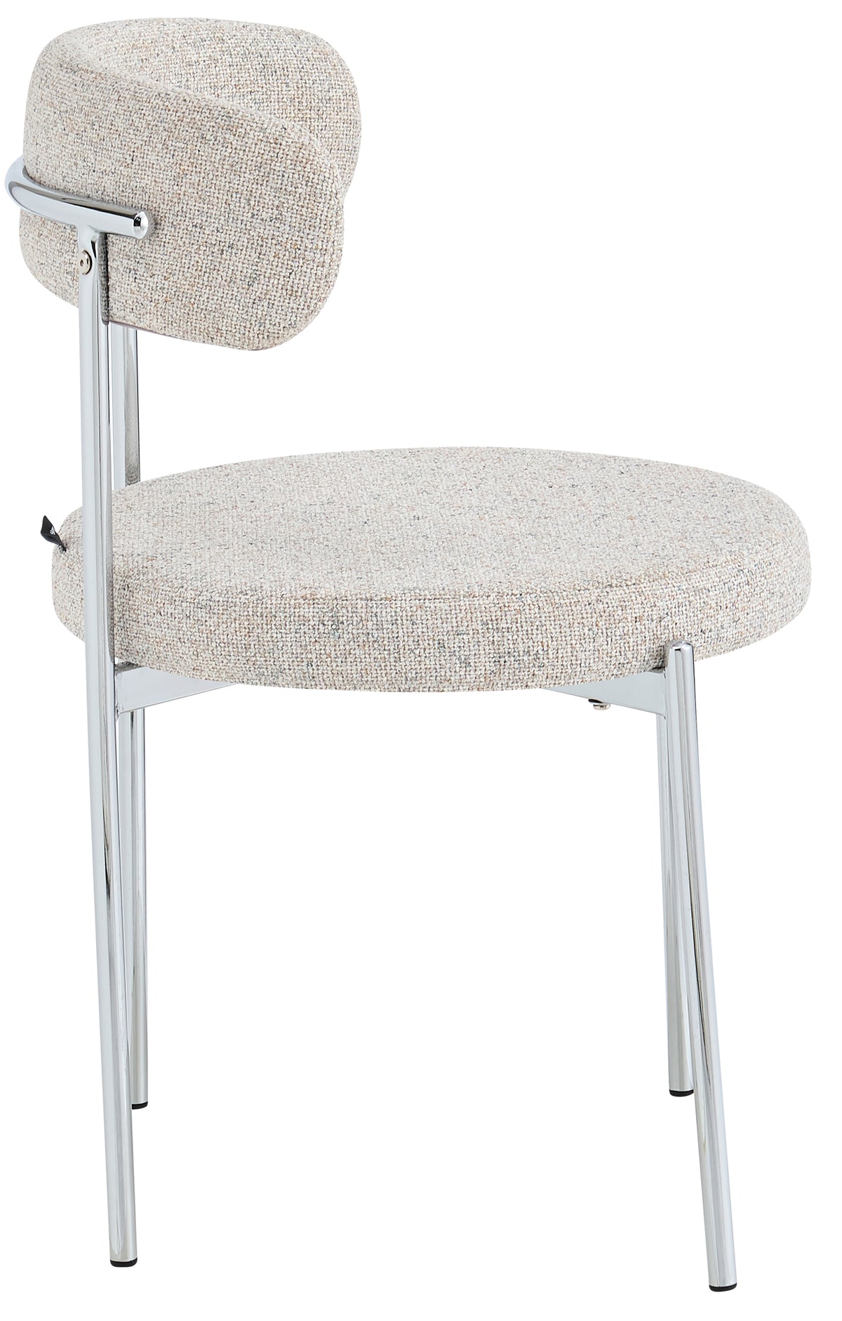 Polsterstuhl Femiss in Creme Bouclé mit verchromten Beinen
