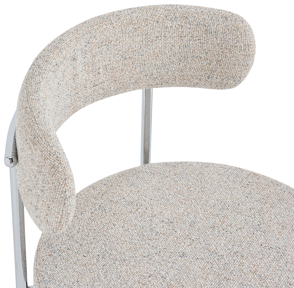 Polsterstuhl Femiss in Creme Bouclé mit verchromten Beinen