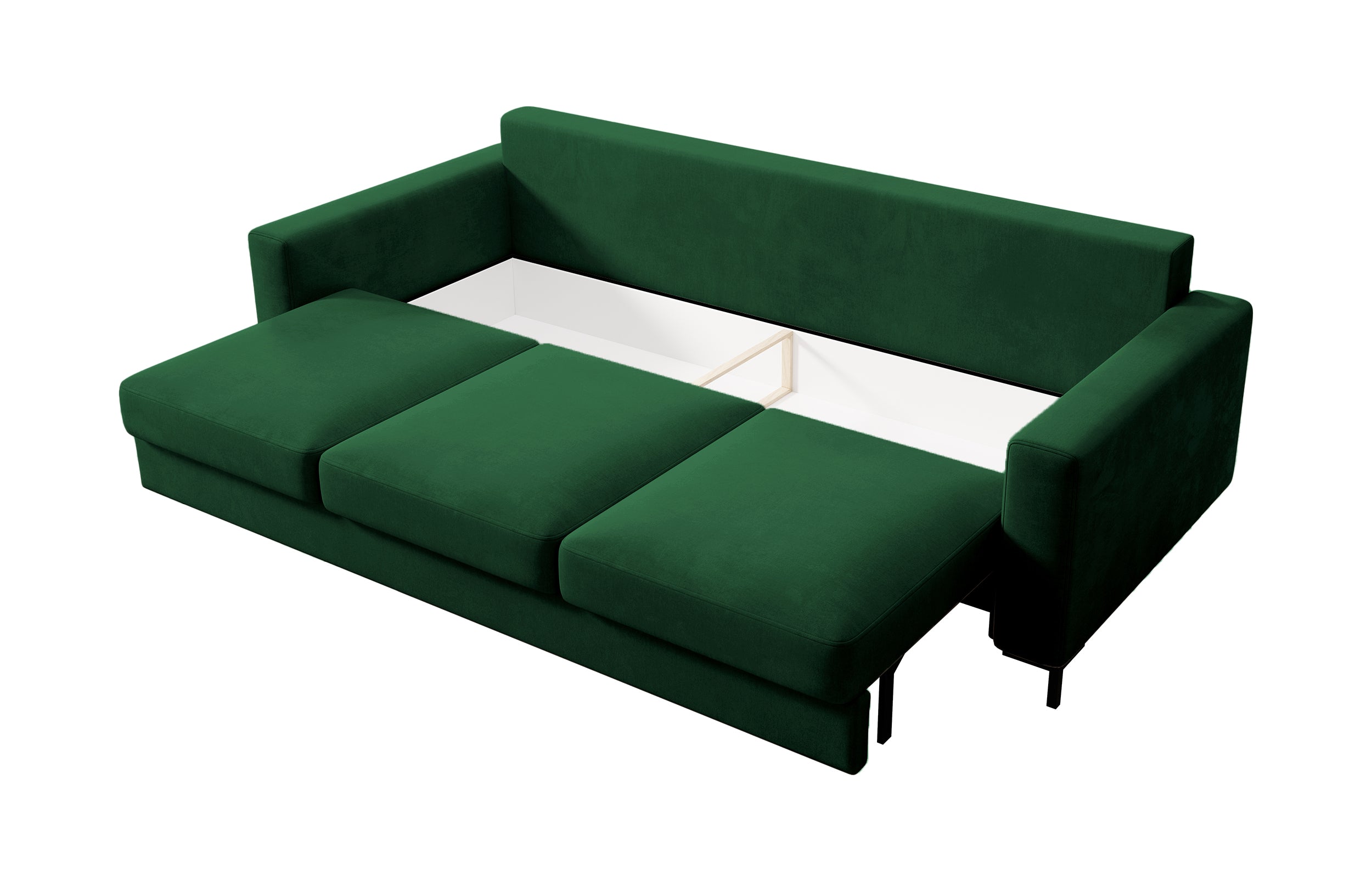 Dreisitziges Schlafsofa Mokpeo mit Stauraum, grün, Samt