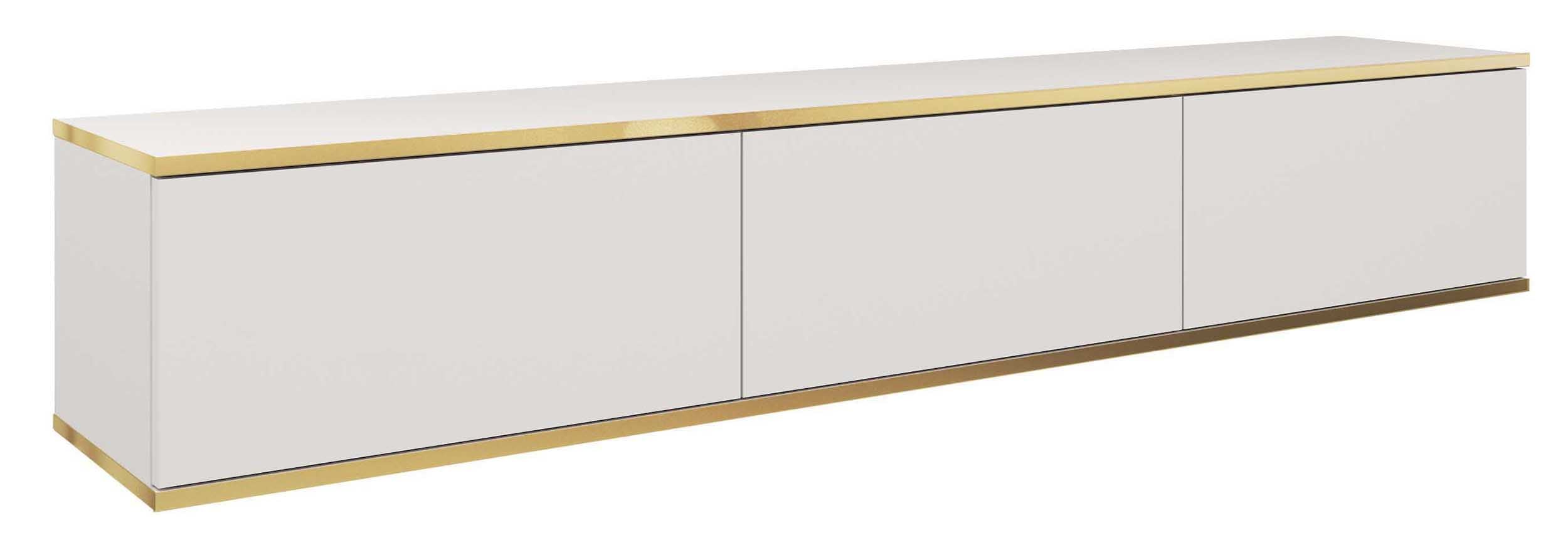 TV-Schrank Mucalma 175 cm weiß mit goldenen Einsätzen