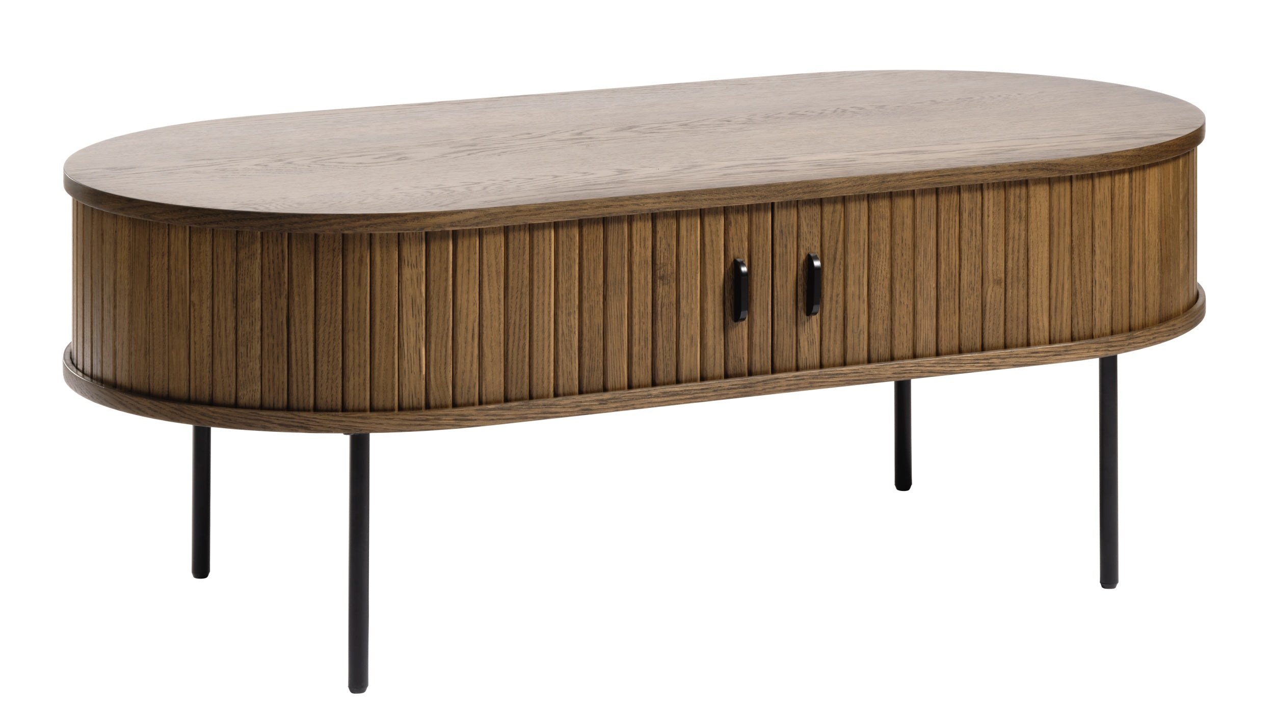 Holz-Couchtisch Gativel 120x60 cm, Lamellen in gebranntem Eichenholz