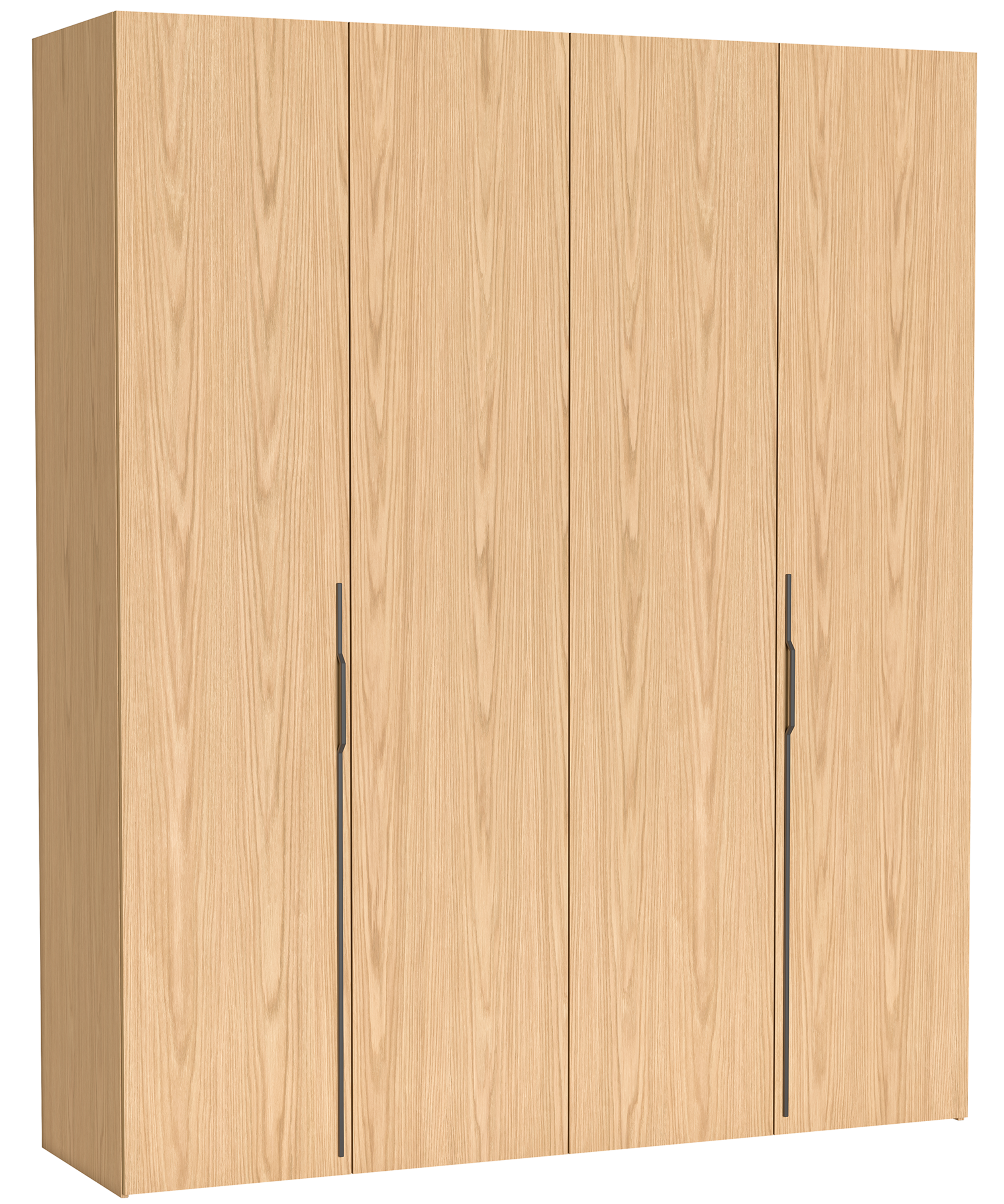 Zweiturige Bari-Garderobe mit drei Schubladen, 200 cm, Eiche Bookmatch