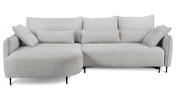 Ecksofa Oblivio mit Schlaf-Funktion, L-förmig, mit Stauraum, hellgrauer Chenille, linksseitig