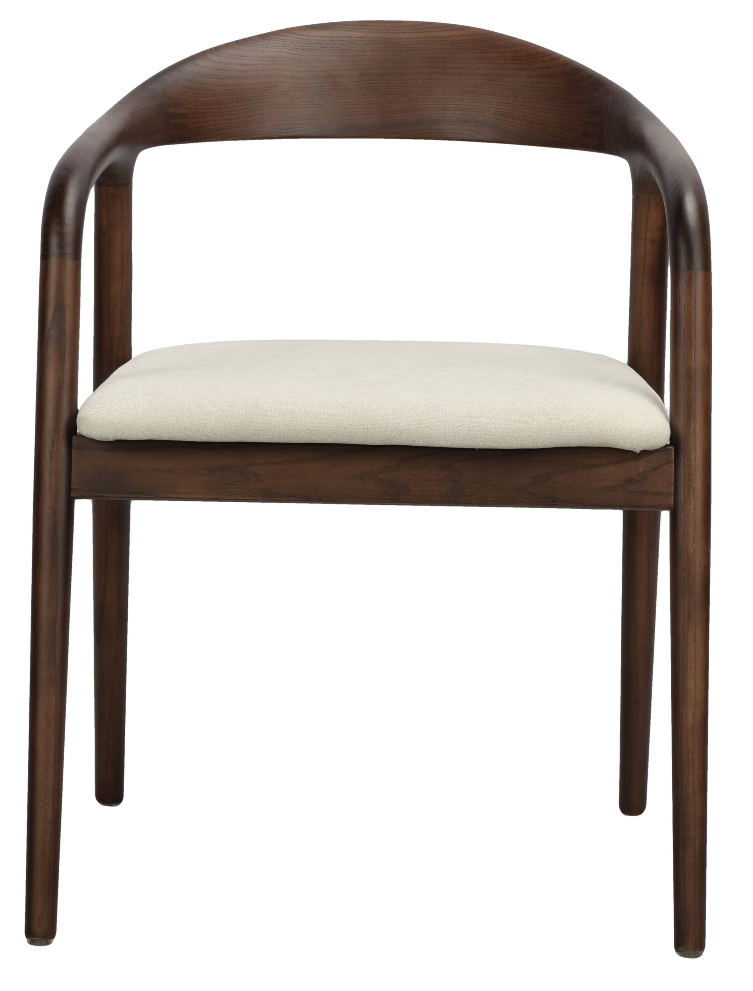Holzstuhl für das Esszimmer Insible mit leicht zu reinigendem Stoff, cremefarbene Flechtung/Nussbaum