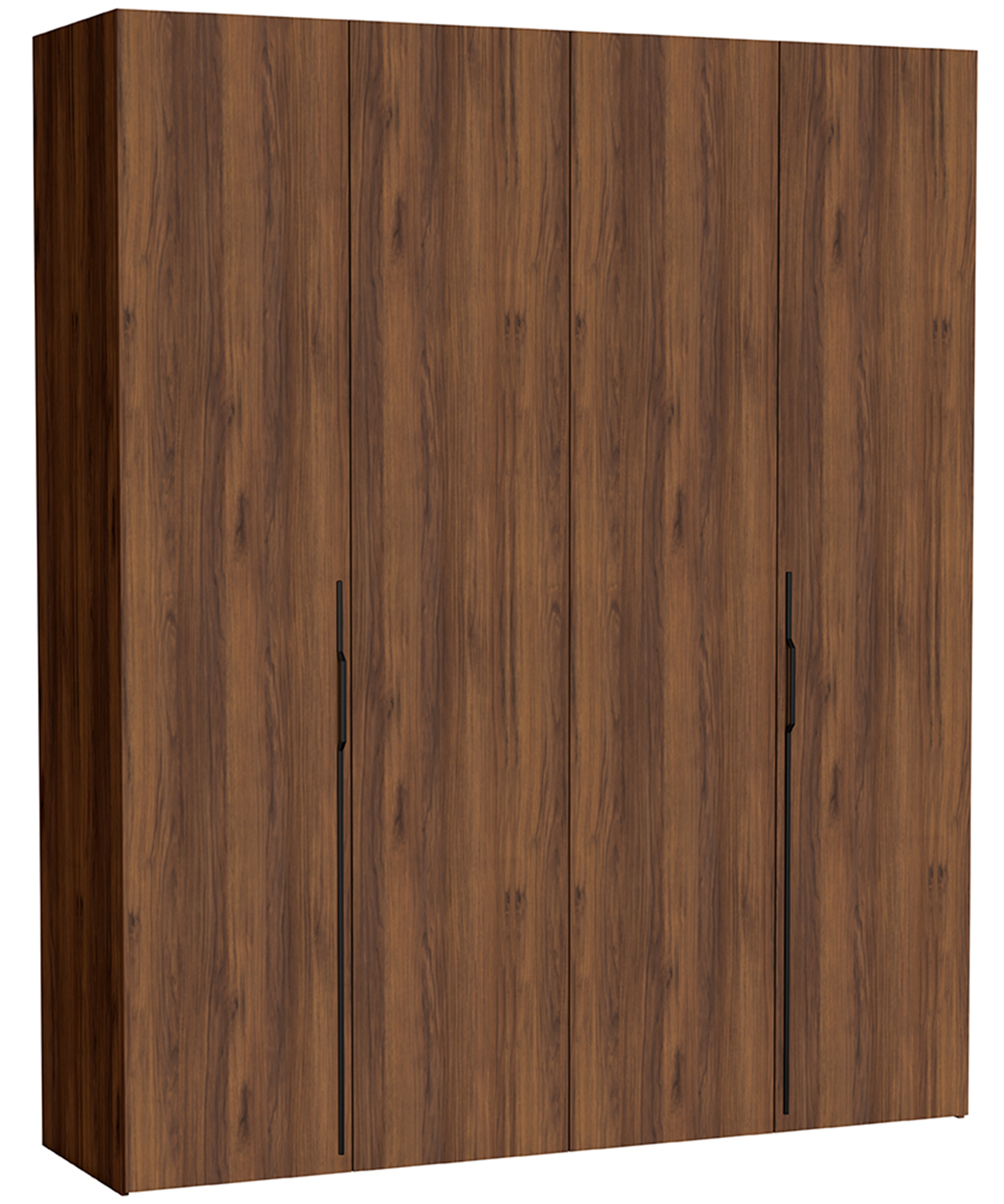 Zweiflügeliger Schrank Bari mit drei Schubladen, 200 cm, Walnuss Warmia