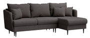 Ecksofa mit Schlaffunktion Volio L-förmig dunkelgrauer Chenille Stoff schwarze Beine