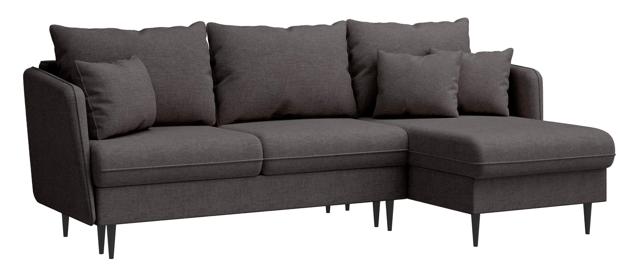 Ecksofa mit Schlaffunktion Volio L-förmig dunkelgrauer Chenille Stoff schwarze Beine