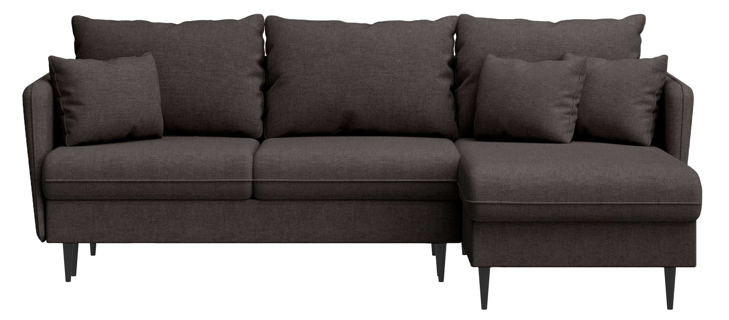 Ecksofa mit Schlaffunktion Volio L-förmig dunkelgrauer Chenille Stoff schwarze Beine
