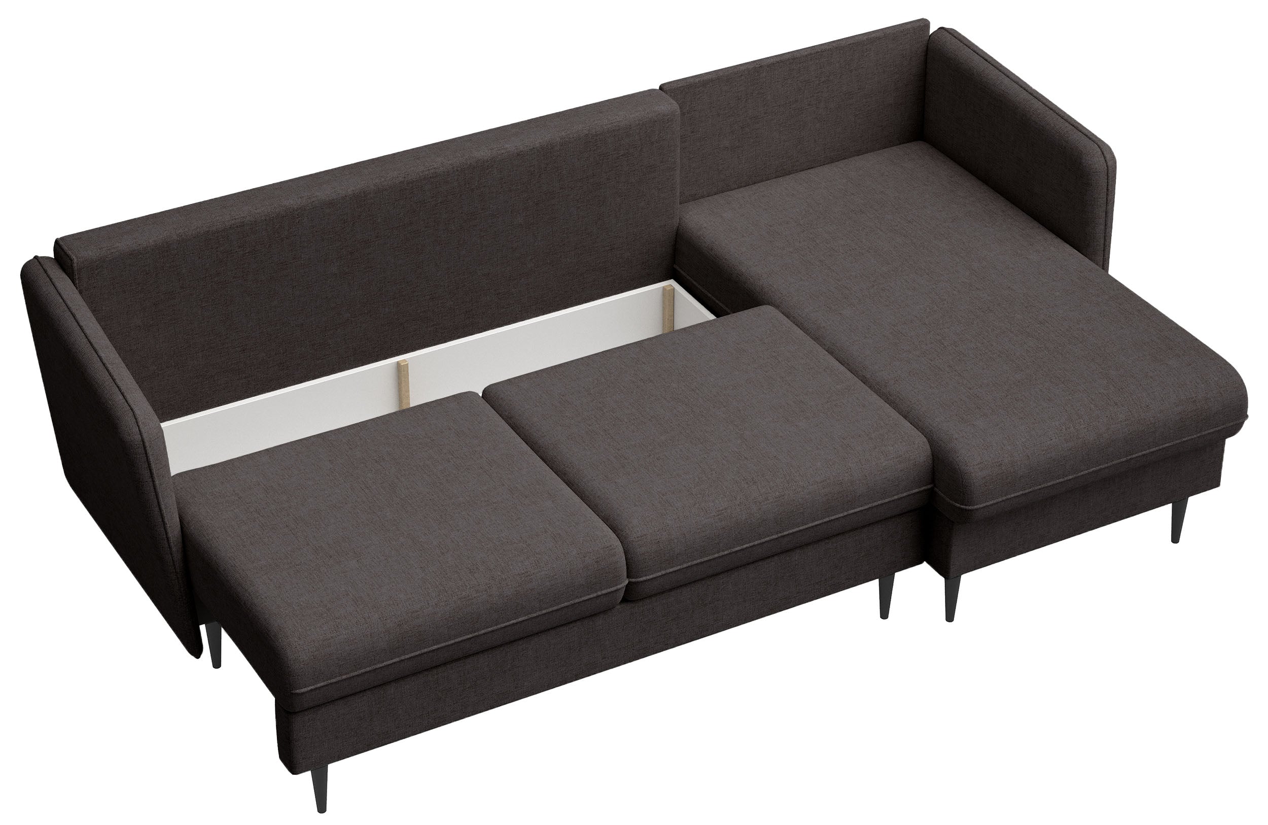 Ecksofa mit Schlaffunktion Volio L-förmig dunkelgrauer Chenille Stoff schwarze Beine
