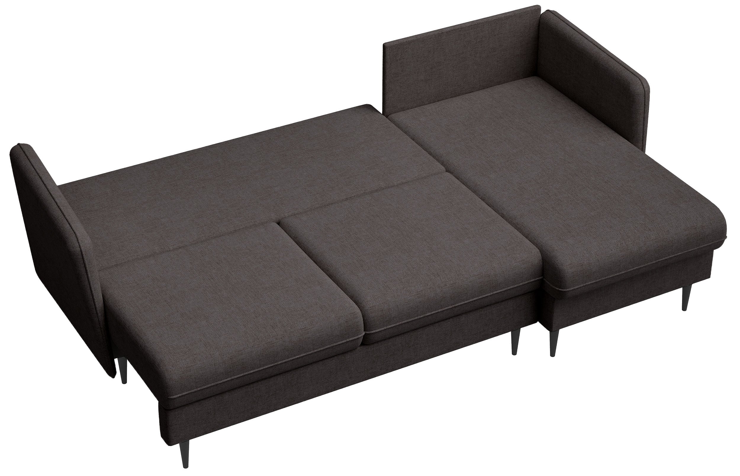 Ecksofa mit Schlaffunktion Volio L-förmig dunkelgrauer Chenille Stoff schwarze Beine