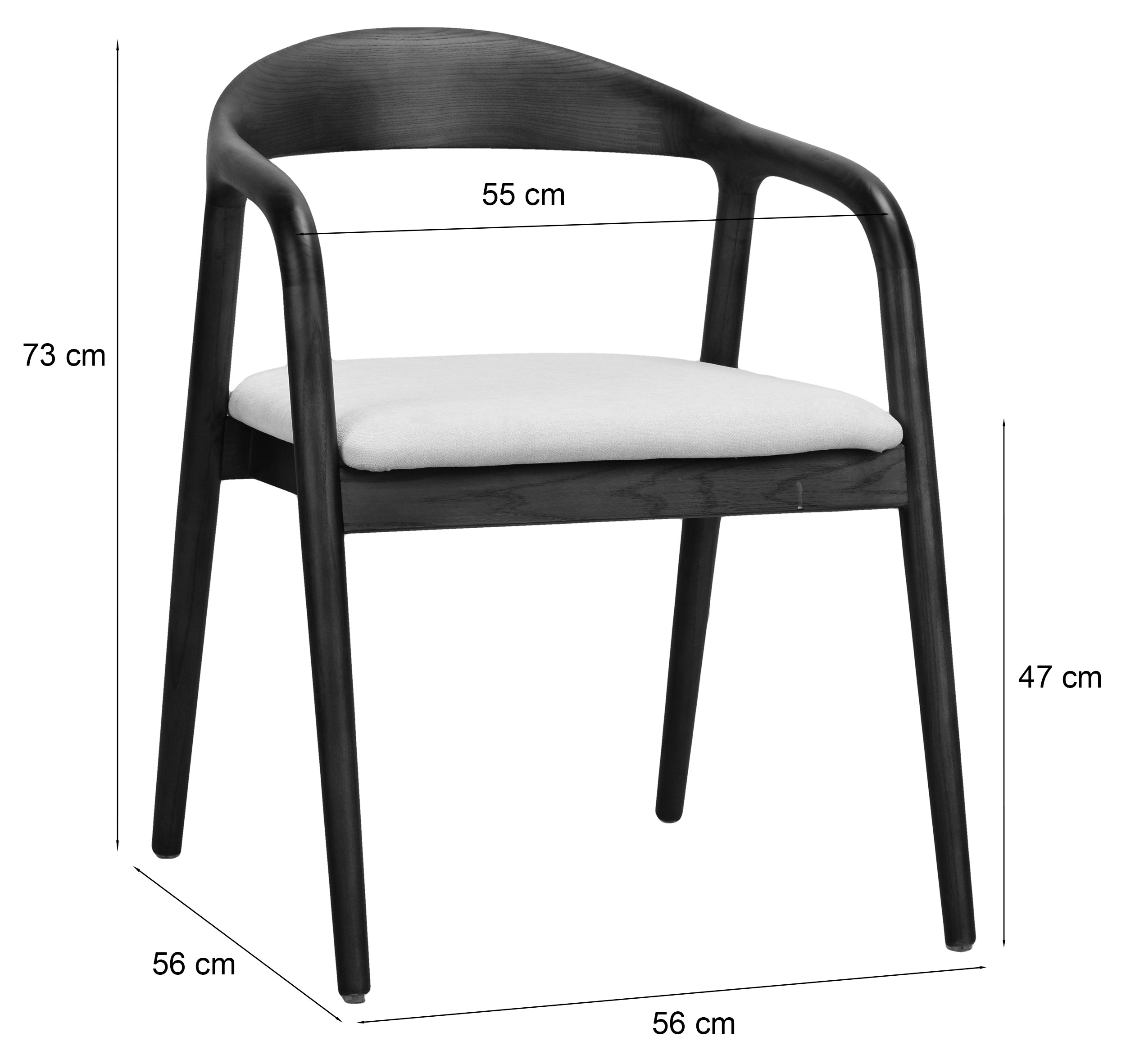 Holzstuhl für das Esszimmer Insible mit leicht zu reinigendem Stoff, cremefarbene Flechtung/Nussbaum