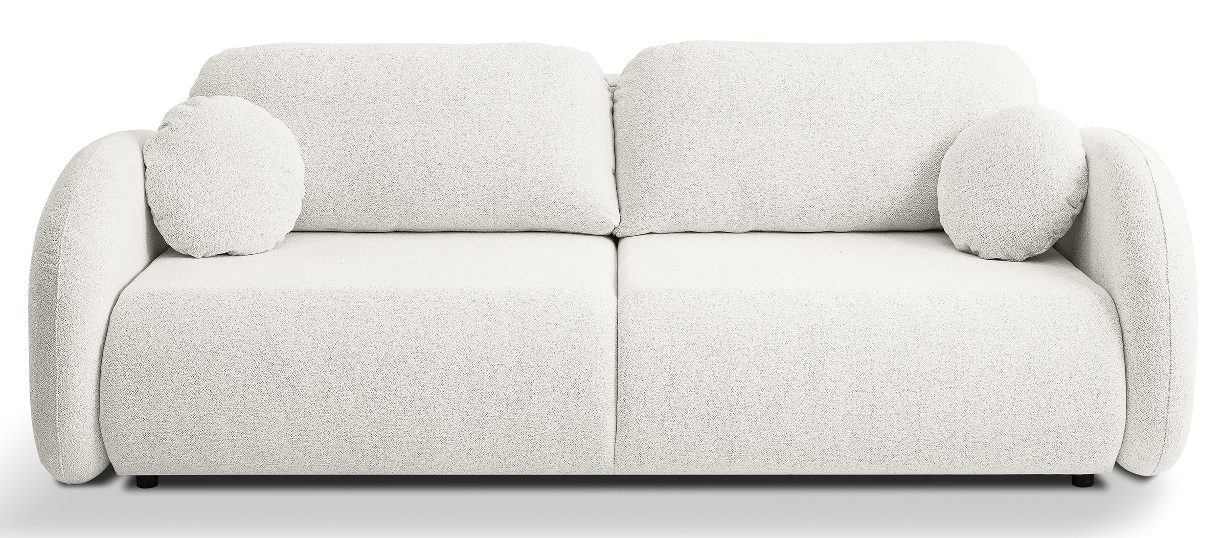 Dreisitziges ausklappbares Sofa Ovally mit Stauraum, cremefarbenes Chenille