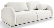 Dreisitziges ausklappbares Sofa Ovally mit Stauraum, cremefarbenes Chenille