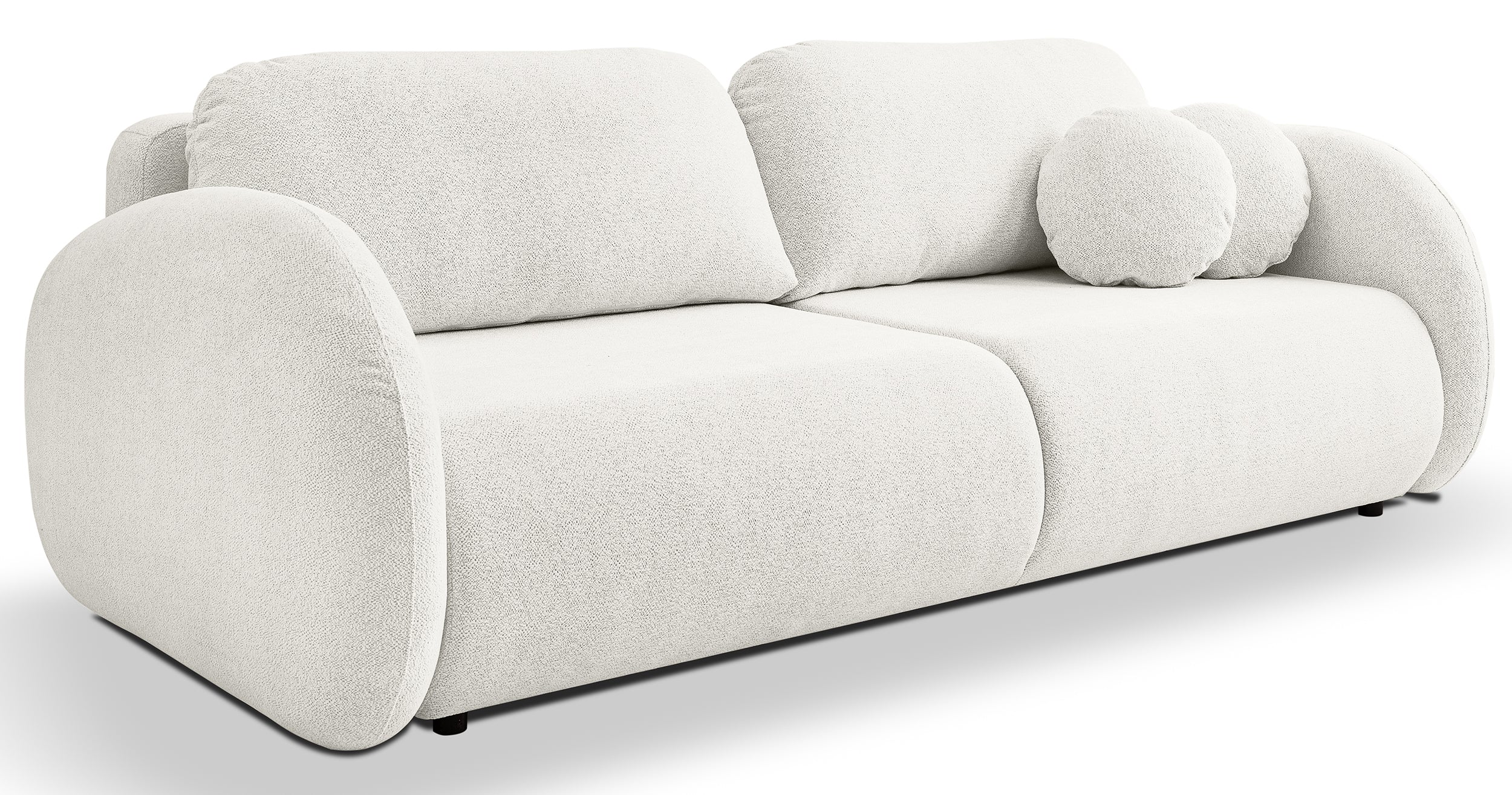 Dreisitziges ausklappbares Sofa Ovally mit Stauraum, cremefarbenes Chenille