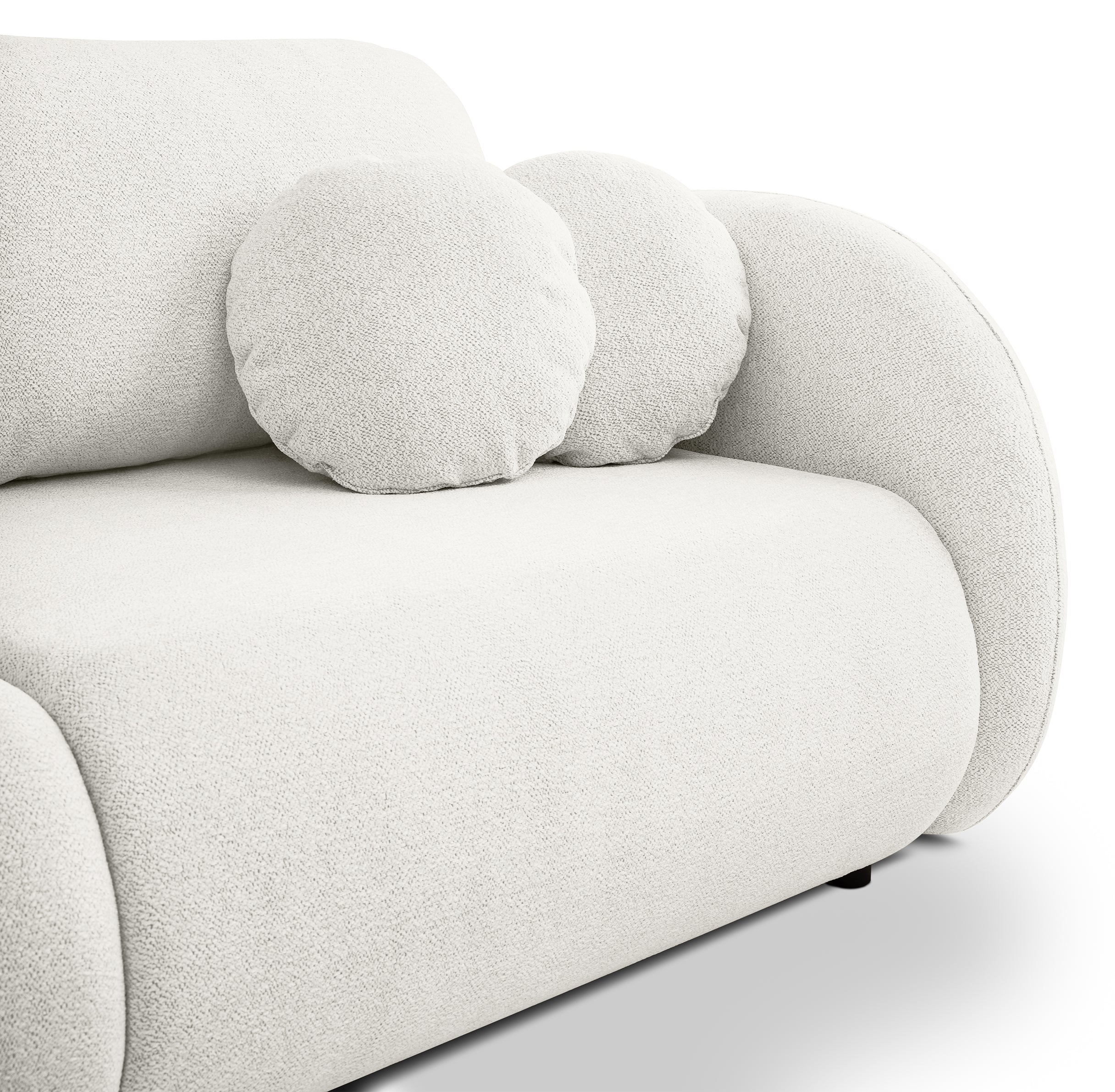 Dreisitziges ausklappbares Sofa Ovally mit Stauraum, cremefarbenes Chenille