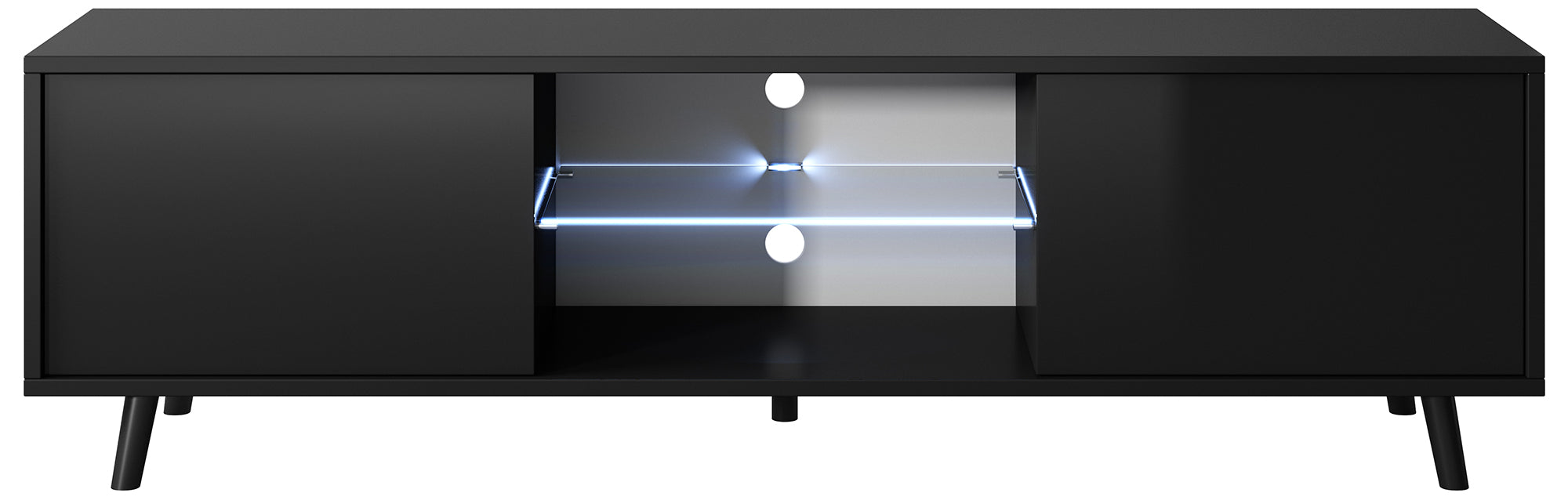 TV-Schrank Lefyr 140 cm Matt Schwarz / Hochglanz Schwarz