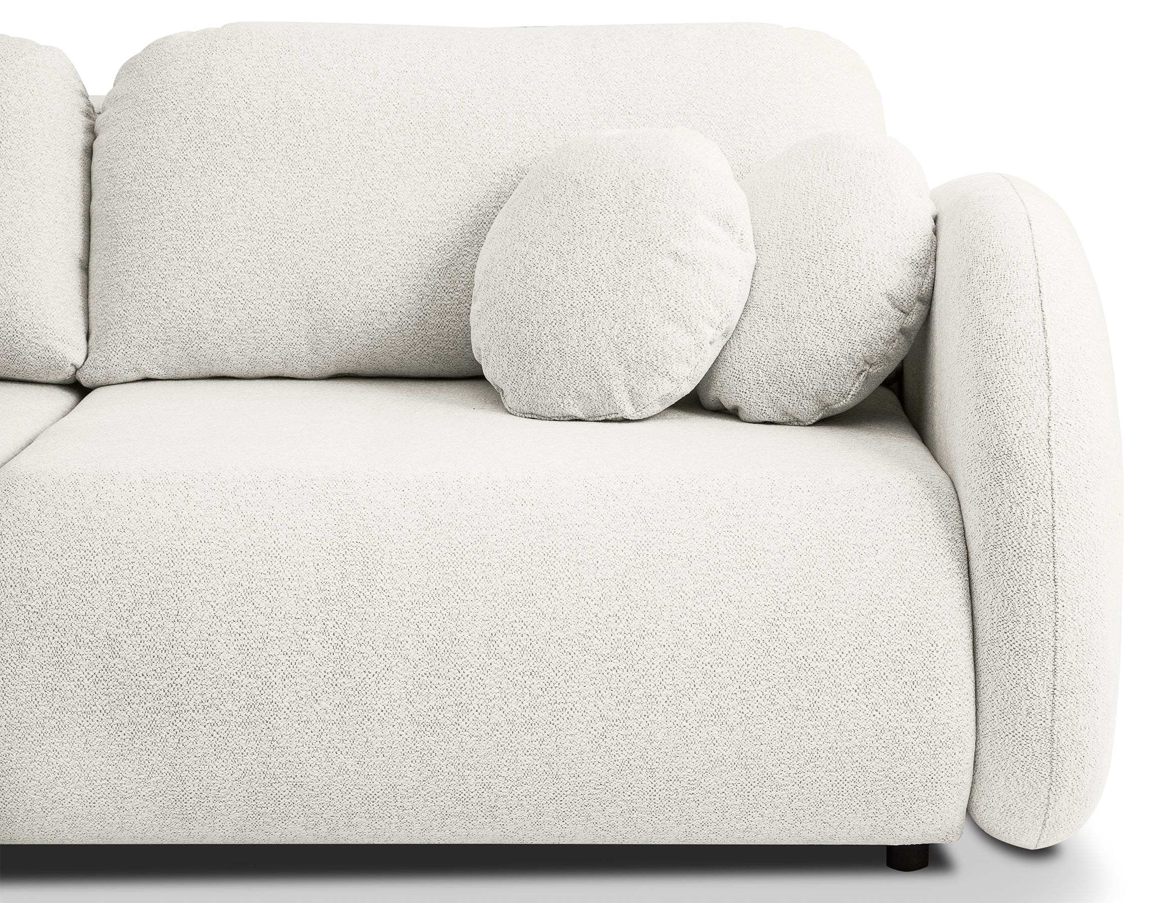Dreisitziges ausklappbares Sofa Ovally mit Stauraum, cremefarbenes Chenille