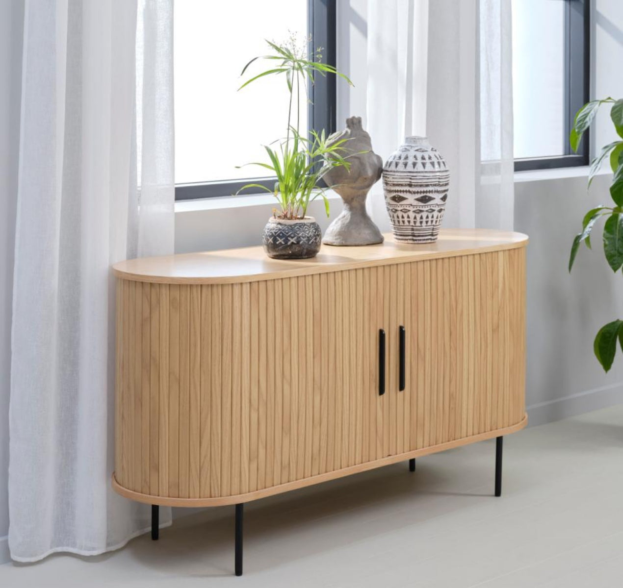 Kommode Gativel 140x76 cm Lamellen Eiche Natur