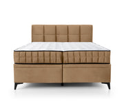 Kontinentales Bett 180x200 cm Beriano mit Stauraum und Matratze, beige Samt