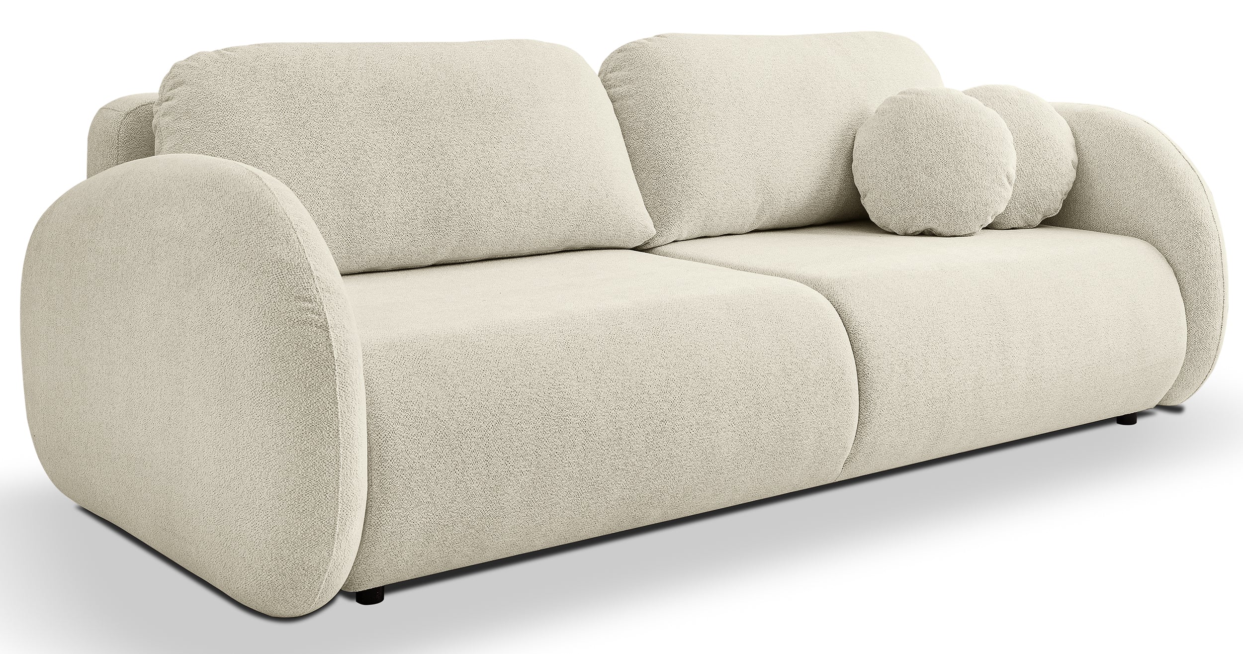 Dreisitziges ausklappbares Sofa Ovally mit Stauraum, beige Chenille