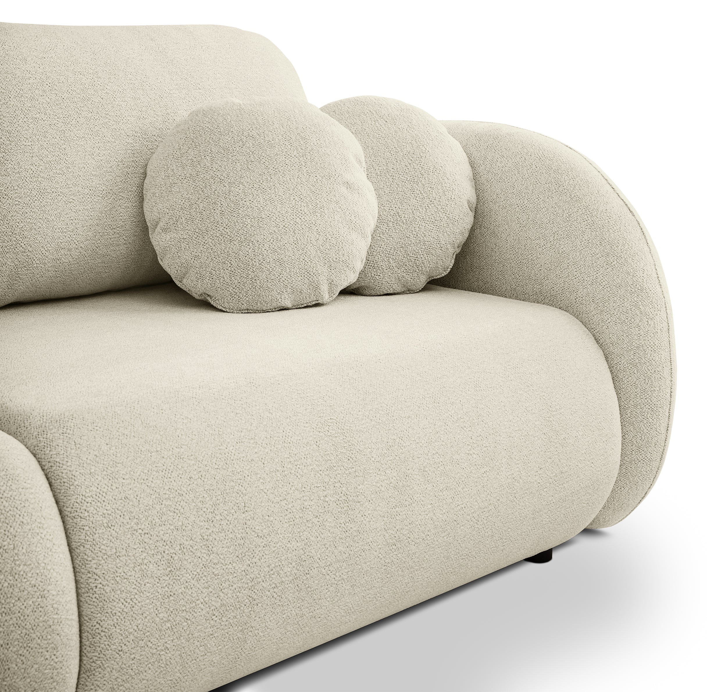 Dreisitziges ausklappbares Sofa Ovally mit Stauraum, beige Chenille