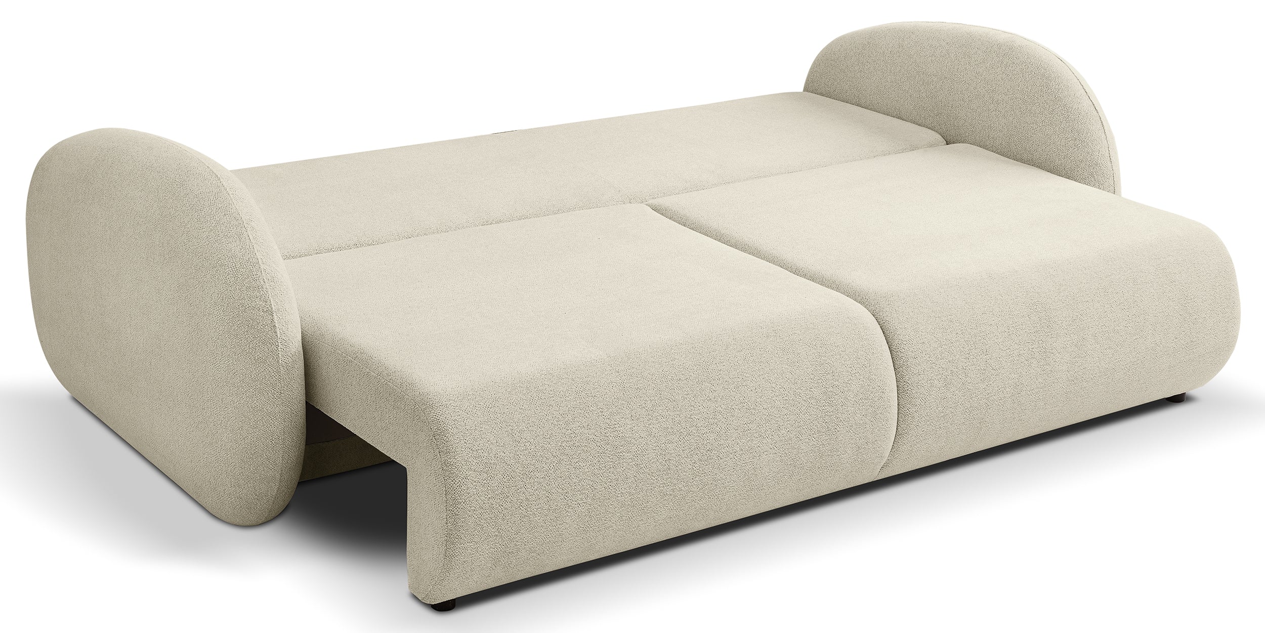 Dreisitziges ausklappbares Sofa Ovally mit Stauraum, beige Chenille
