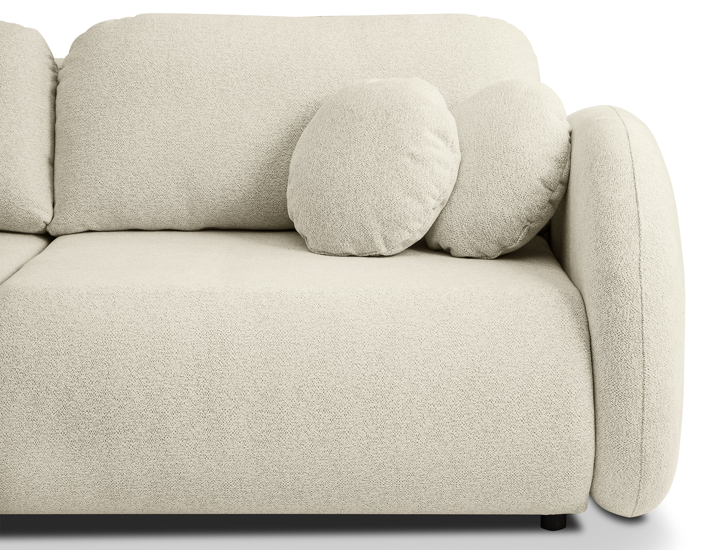 Dreisitziges ausklappbares Sofa Ovally mit Stauraum, beige Chenille