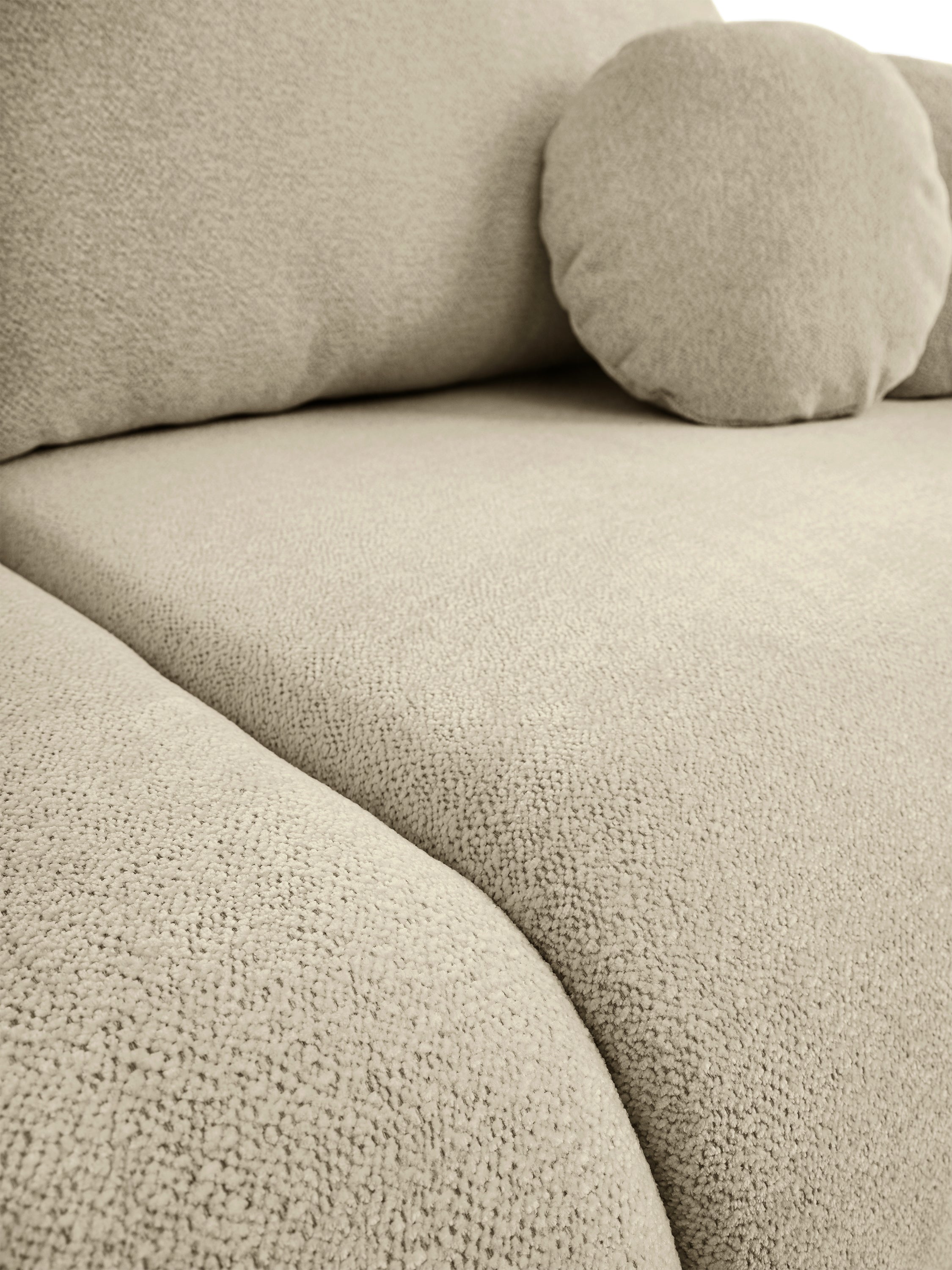 Dreisitziges ausklappbares Sofa Ovally mit Stauraum, beige Chenille