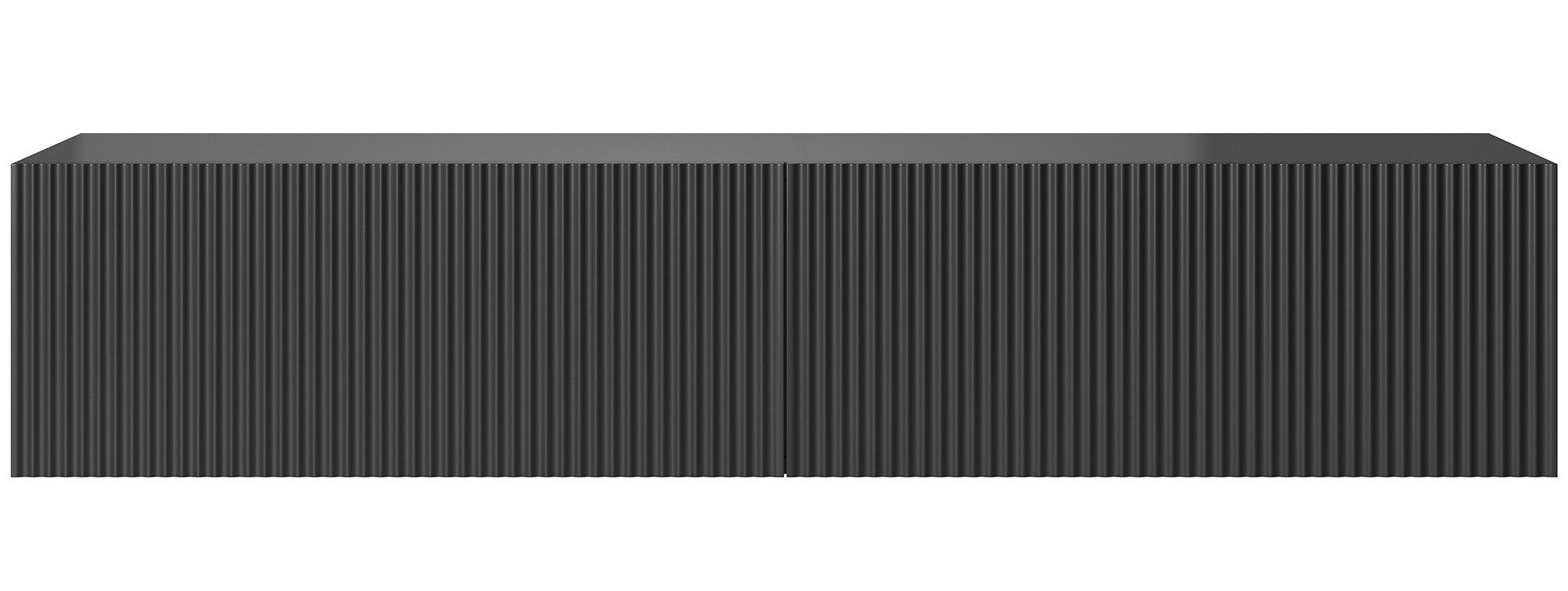 Schwarzer, hängender Veldio TV-Schrank mit gefräster Front, 140 cm